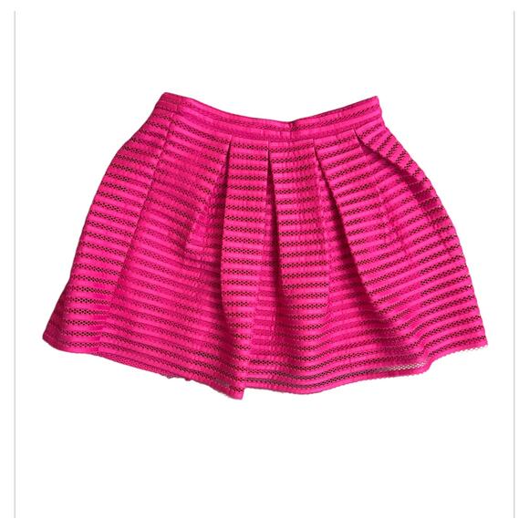 FOREVER 21 Pink Fuchsia Eyelet Pleated Short Y2K Skirt Lined Women Size Large - Picture 1 of 7